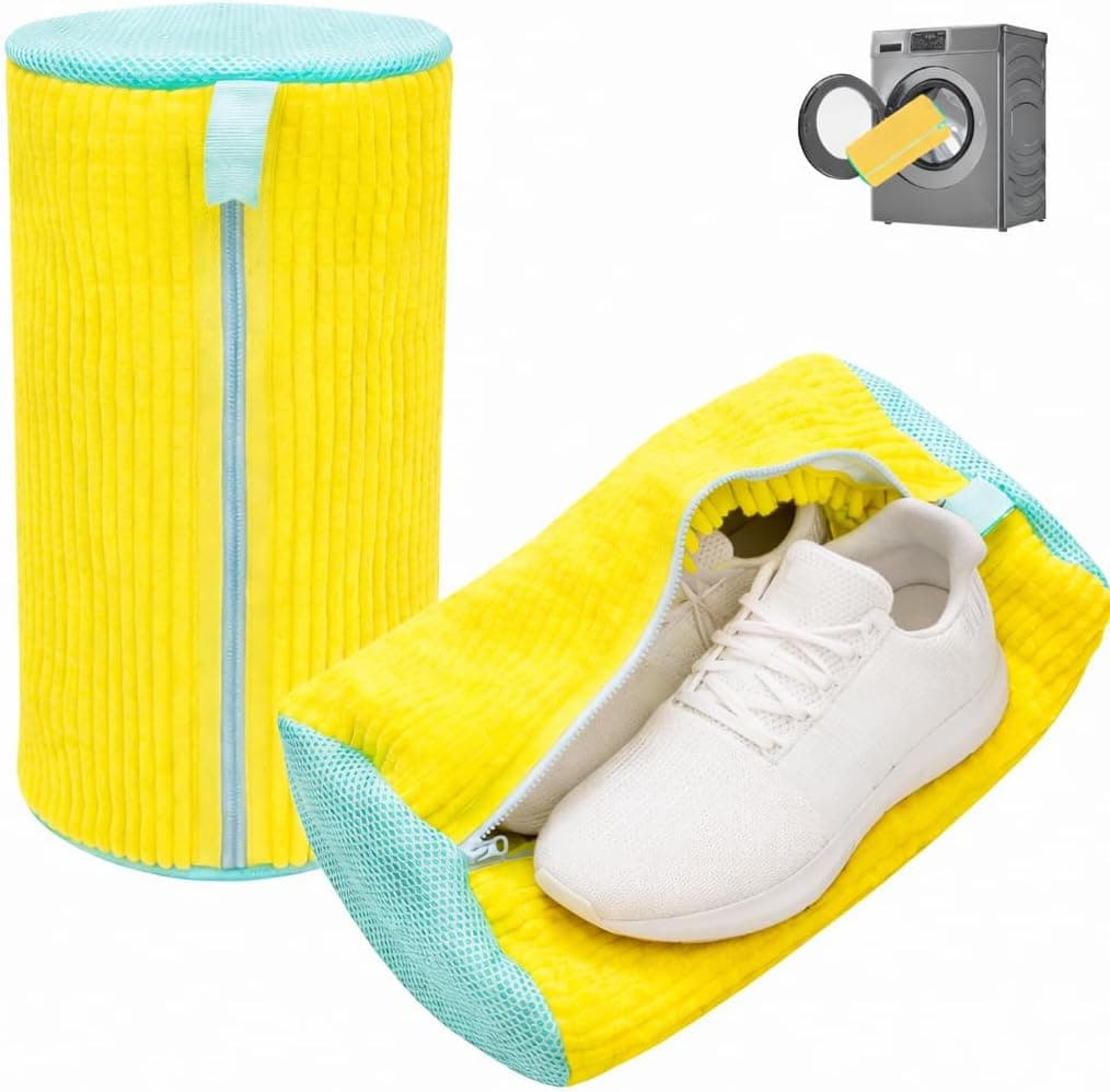 Shoe Washing Machine Bag: Laundry Shoe Bag Keeps Clean - Reusable Shoe Washing Bag for Sneaker Tennis Shoes Unstain Cleaner Kit(Yellow 2 Pcs)