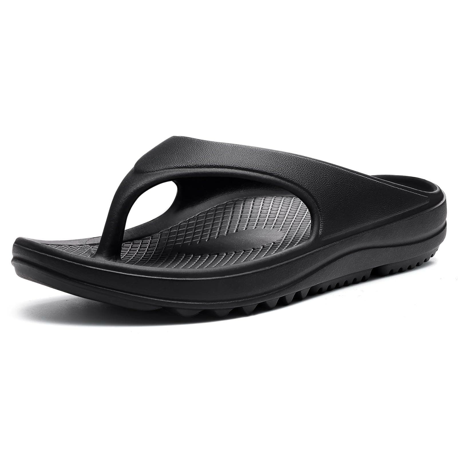 shevalues Orthopedic Sandals for Women Arch Support Recovery Flip Flops Pillow Soft Summer Beach Shoes, Black 39 (7.5-8 Women/6-6.5 Men)