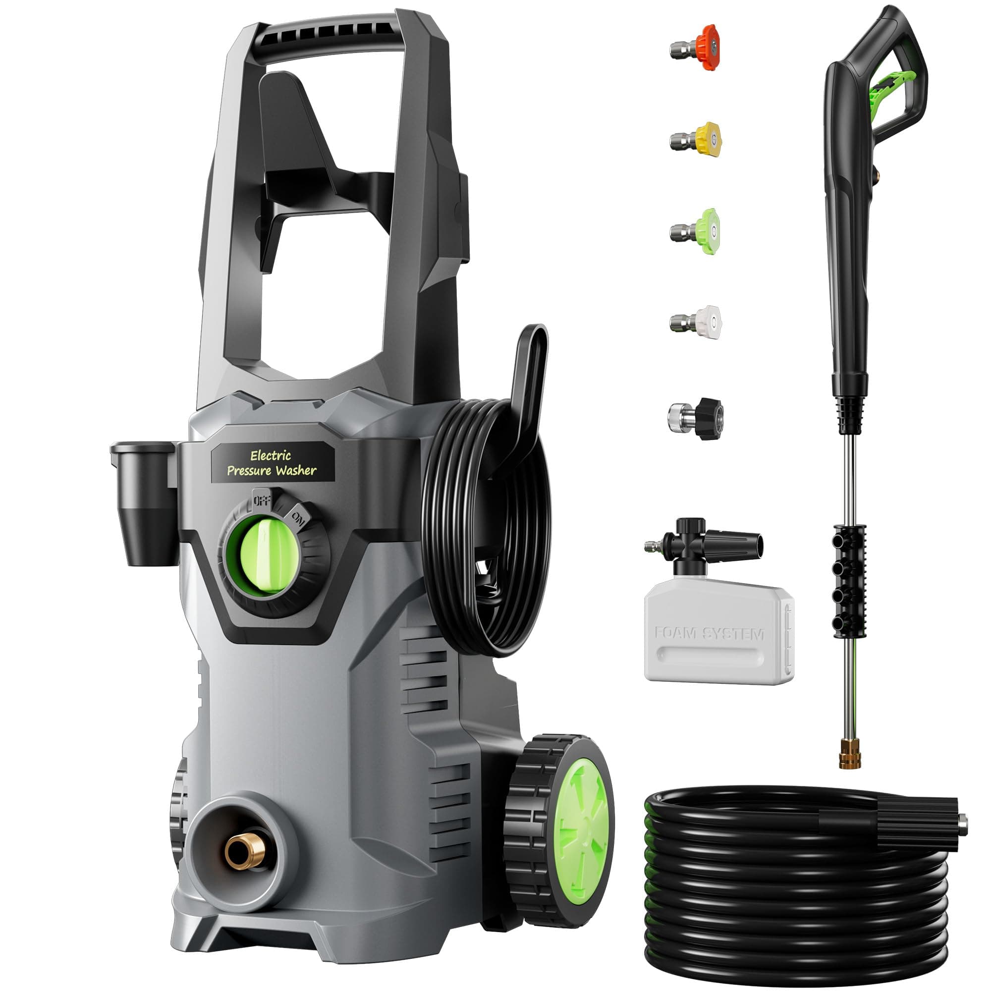 KVAOK Pressure Washer, Compact Power Washers with 4 Quick Connect Nozzles, High Pressure Washer for Cars, Fences, Patios, Decks, Boats, Home Use
