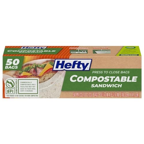 Hefty Compostable Press-To-Close Sandwich Bags 50-Count (2-Pack)