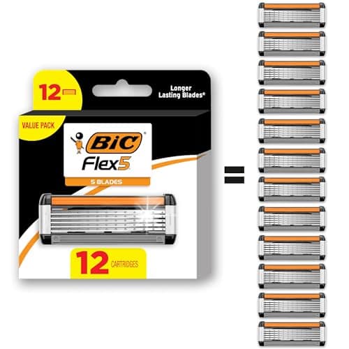 BIC Flex 5 Refillable Razors, 12 Razor Cartridges