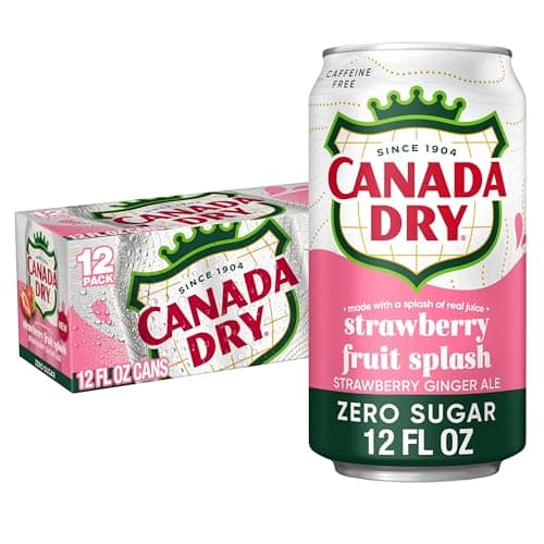 Canada Dry Fruit Splash Strawberry Ginger Ale Zero Sugar Soda 12oz (12-Pack)